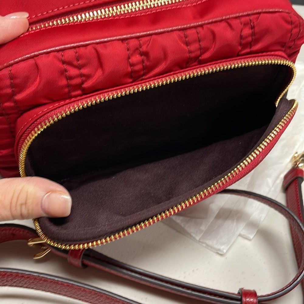 Coach Red Court Crossbody With Ruching Bag - Picture 6 of 10